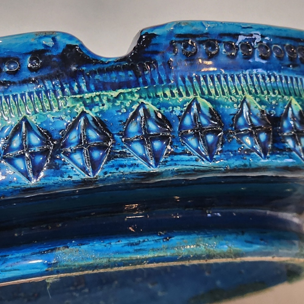 VINTAGE ALDO LONDI BITOSSI RAYMOR ITALY RIMINI BLUE X-LARGE 9.5 IN ASHTRAY DISH - Picture 9 of 15